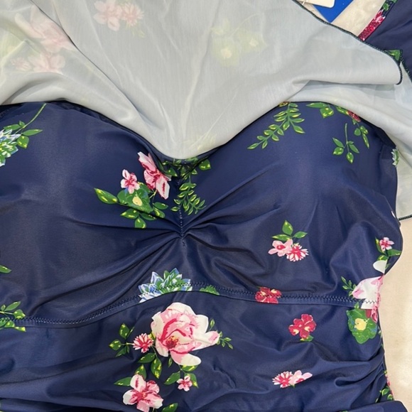 NWT COCOPEAR Women’s One Piece Flounce Swimsuit Off Shoulder Tummy cControl - Picture 7 of 16